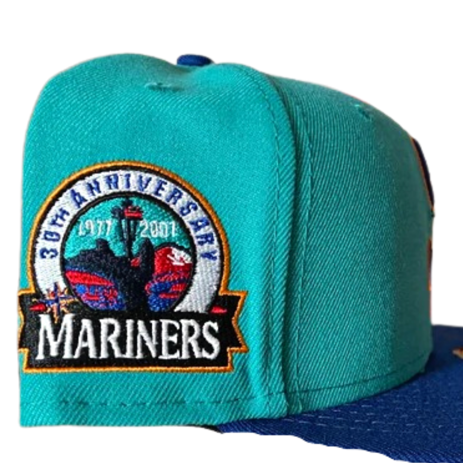New Era Seattle Mariners Teal 30th Anniversary Tangerine Undrvisor 59FIFTY Fitted Hat