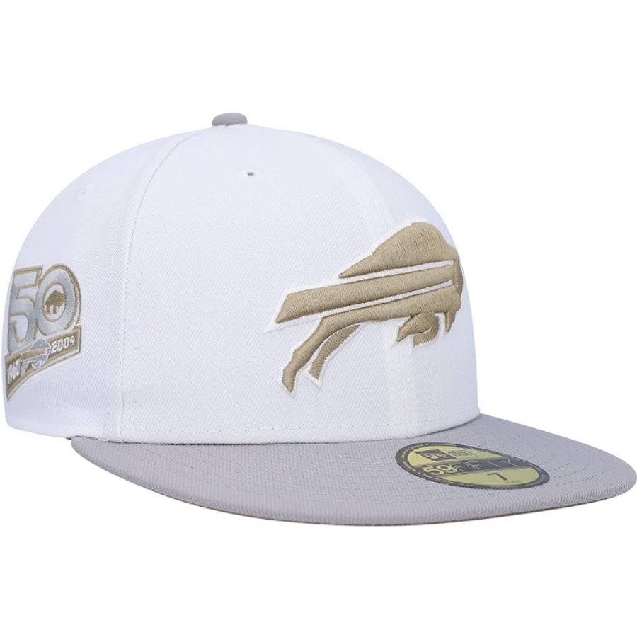 New Era White/Gray Buffalo Bills 50th Anniversary Gold Undervisor 59FIFTY Fitted Hat