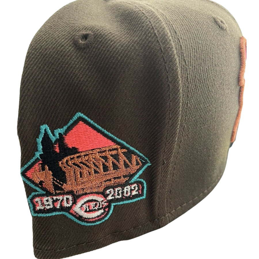 New Era Cincinnati Reds Walnut Brown Corduroy Brim Pink Undervisor 59FIFTY Fitted Hat