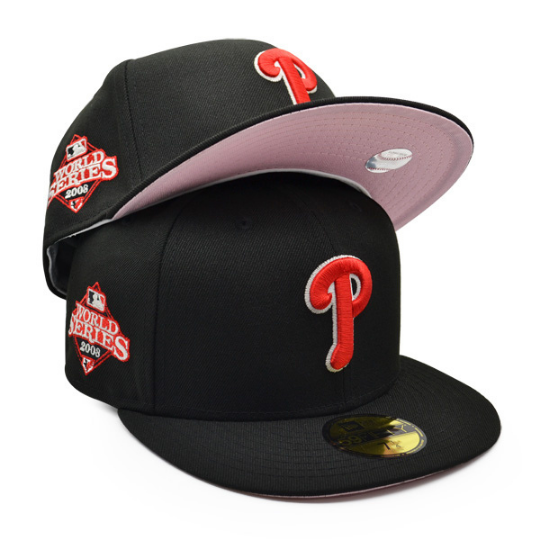 New Era Philadelphia Phillies Black/Red 2008 World Series Pink Undervisor 59FIFTY Fitted Hat