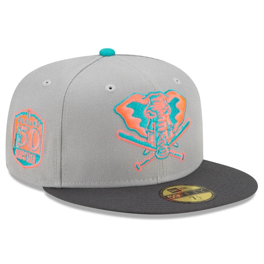 New Era Grey Oakland Athletics Hot Pink Undervisor 59FIFTY Fitted Hat