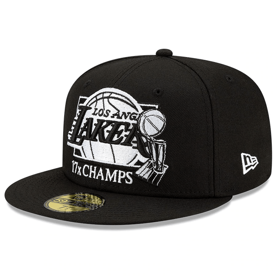 New Era Los Angeles Lakers Black NBA Finals 17x Champs Trophy 59FIFTY Fitted Hat