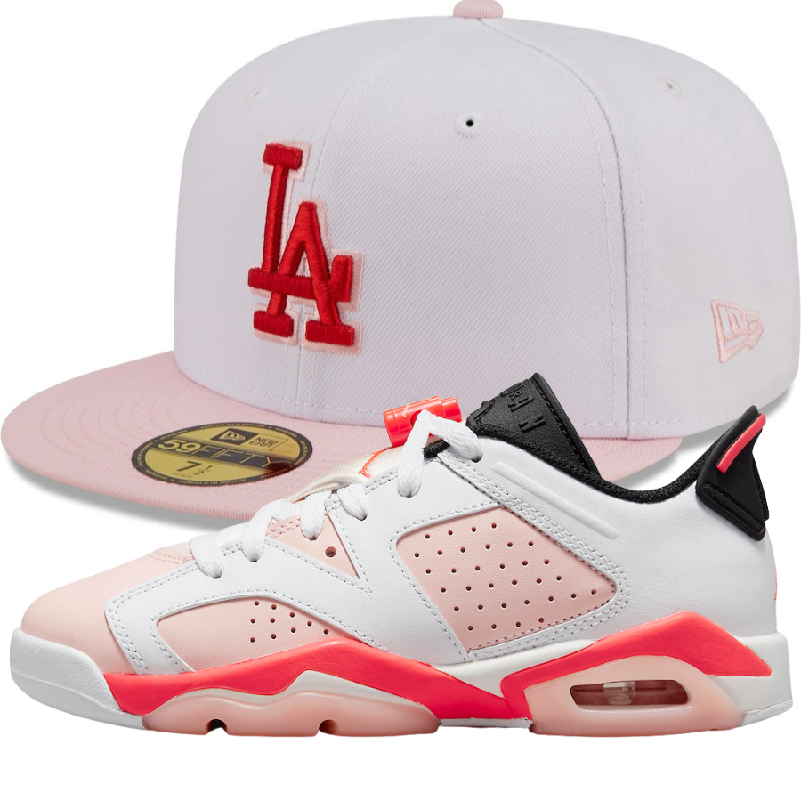 New Era White/Pink Fitted Hats w/ Air Jordan 6 Retro Low GS 'Atmosphere'
