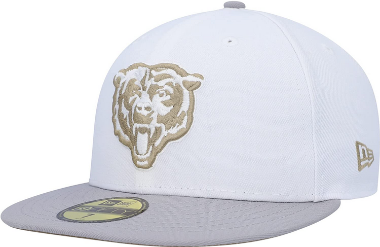 New Era White/Gray Chicago Bears 100th Anniversary Gold Undervisor 59FIFTY Fitted Hat