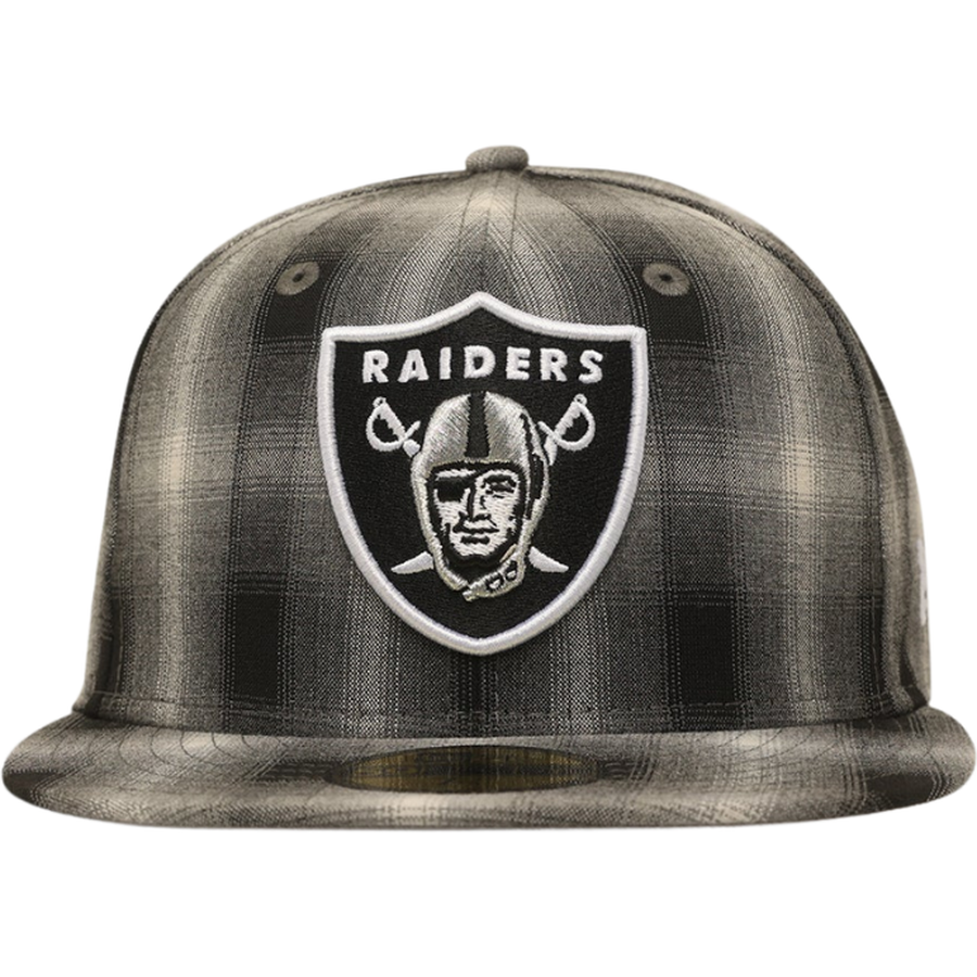 New Era Las Vegas Raiders Black & White 'Full Plaid' 59FIFTY Fitted Hat