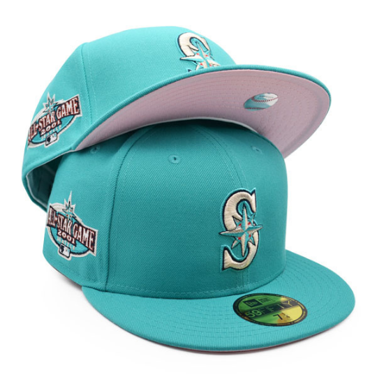 New Era Seattle Mariners Teal/Silver 2001 All-Star Game Pink Undervisor 59FIFTY Fitted Hat