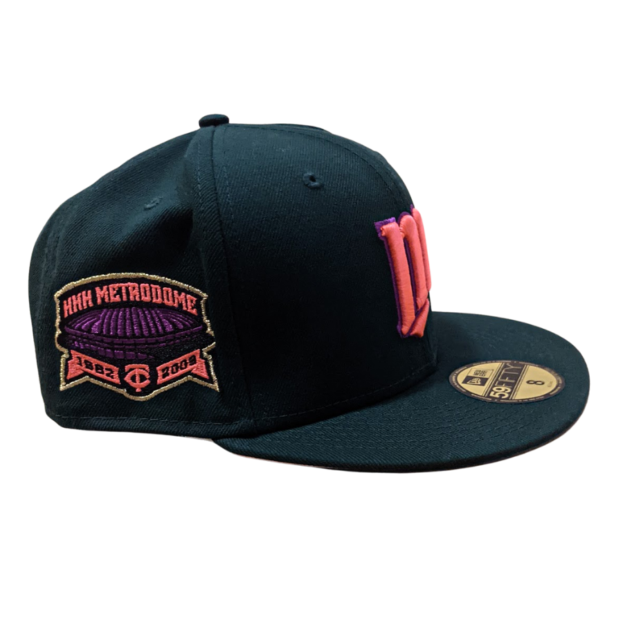 New Era Minnesota Twins Forest Green HHH Metrodome Pink Bottom 59FIFTY Fitted Hat