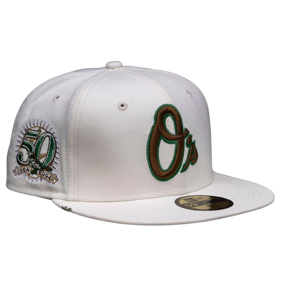 New Era x FAM Baltimore Orioles White 50th Anniversary Green UV 59FIFTY Fitted Hat