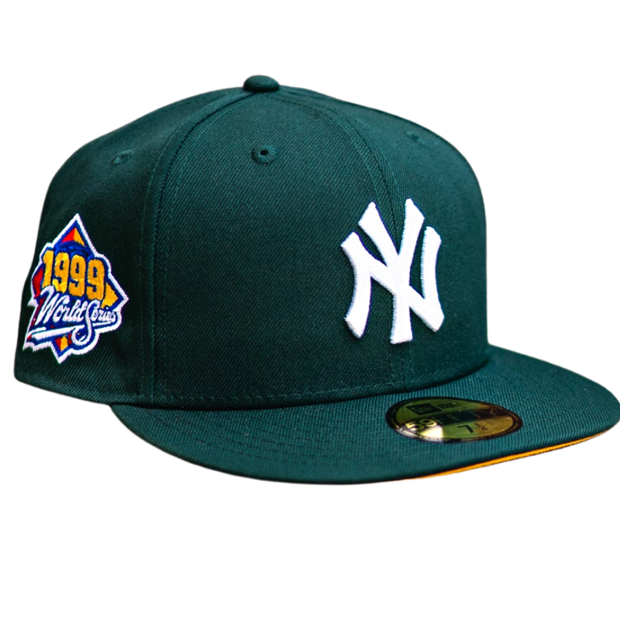 New Era New York Yankees Forest Green 1999 World Series Yellow UV 59FIFTY Fitted Hat