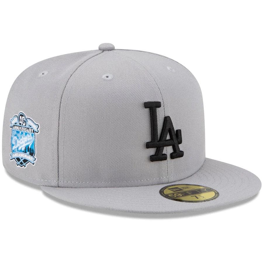 New Era Los Angeles Dodgers Gray 40th Season Sky Blue Undervisor 59FIFTY Fitted Hat