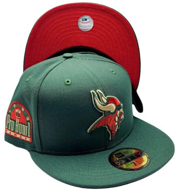New Era Minnesota Vikings Green 1993 Pro Bowl Red Undervisor 59FIFTY Fitted Hat