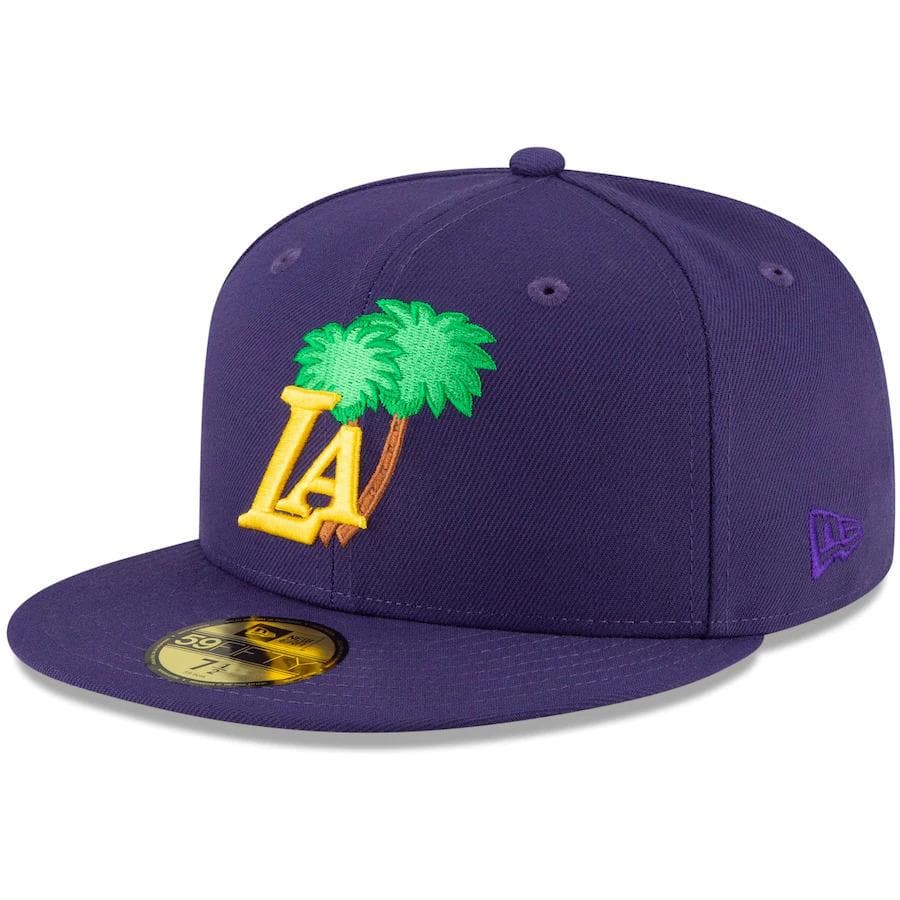 New Era Los Angeles Lakers Purple Icon Pink Bottom 59FIFTY Fitted Hat