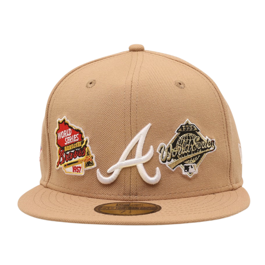 New Era Atlanta Braves 'World Series Multi Logo' Tumbleweed 2023 59FIFTY Fitted Hat