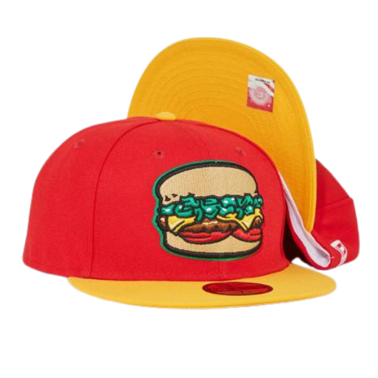 New Era Albiso Cheeseburger "Fast food Pack" Gold Under Brim 59FIFTY Fitted Hat