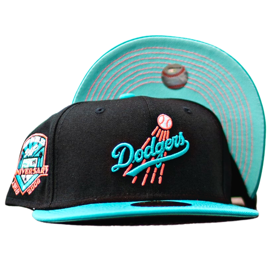 New Era Los Angeles Dodgers Black/Teal 60th Anniversary Mint UV 59FIFTY Fitted Hat
