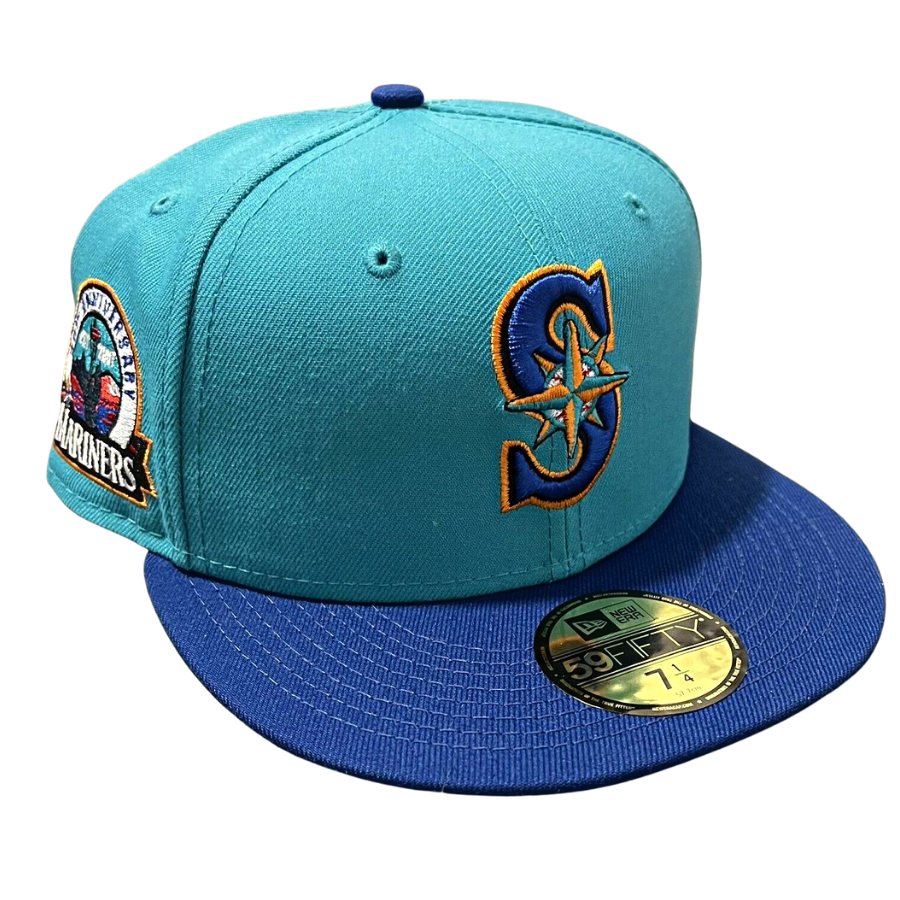 New Era Seattle Mariners Teal 30th Anniversary Tangerine Undrvisor 59FIFTY Fitted Hat