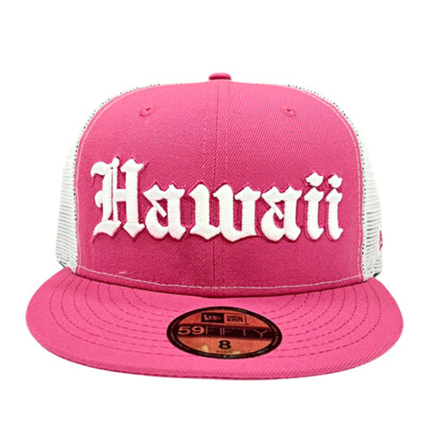 New Era x 808AllDay Pink/White Hawaii Mesh Back Trucker 59FIFTY Fitted Hat
