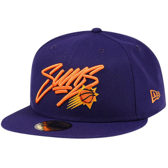 New Era Phoenix Suns Script Purple & Orange 59FIFTY Fitted Hat