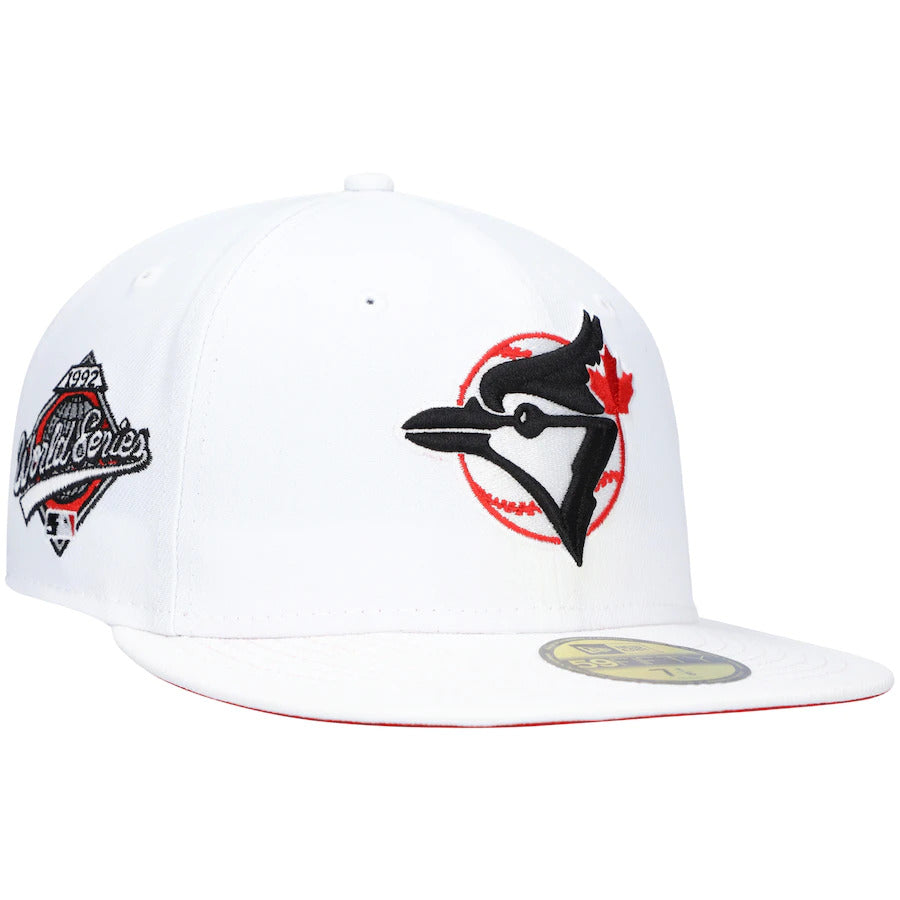 New Era White Toronto Blue Jays 1992 World Series Patch Red Undervisor 59FIFTY Fitted Hat