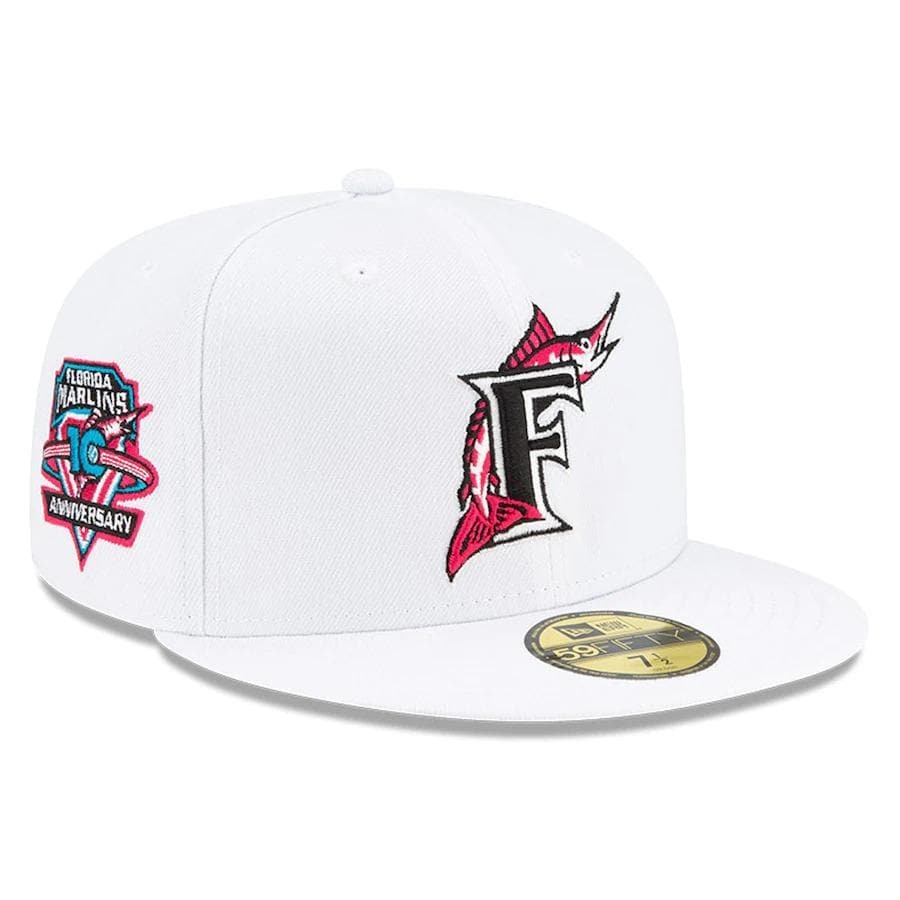 New Era White Florida Marlins Floral Undervisor 59FIFTY Fitted Hat