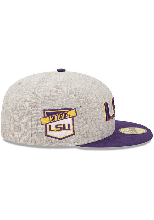 New Era LSU Tigers Grey Heather Patch 59FIFTY Fitted Hat