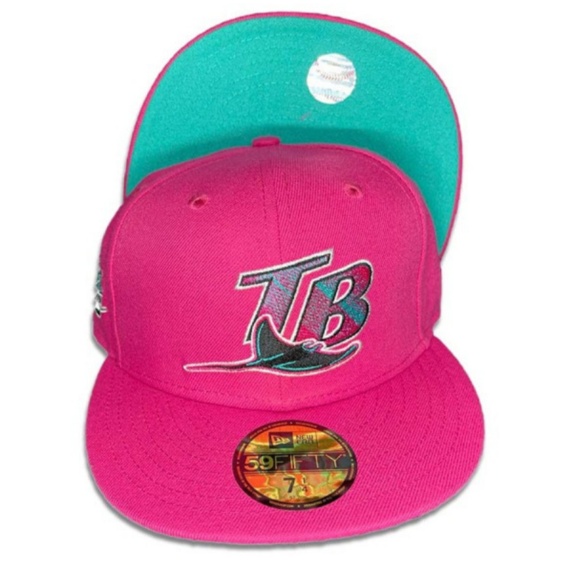 New Era Tampa Bay Devil Rays Hot Pink 1998 Inaugural Season Mint Undervisor 59FIFTY Fitted Hat