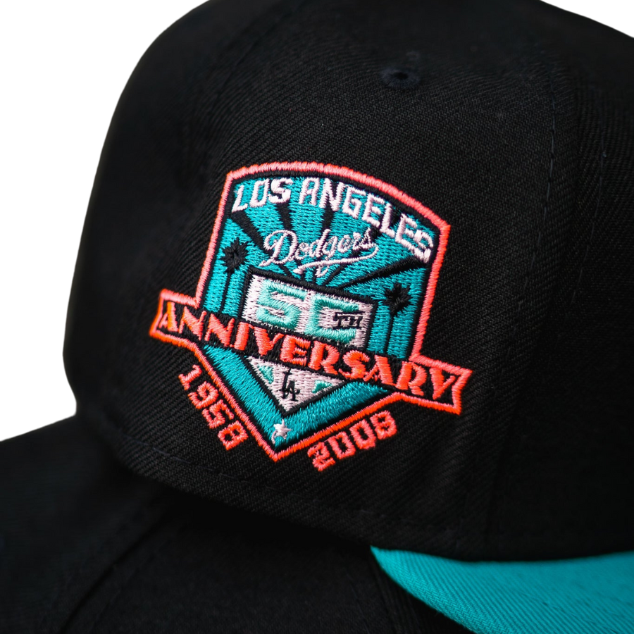 New Era Los Angeles Dodgers Black/Teal 60th Anniversary Mint UV 59FIFTY Fitted Hat