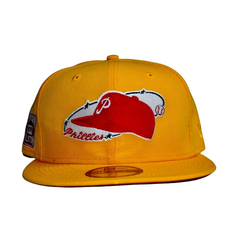 New Era Philadelphia Phillies Yellow 1950 Logo Cooperstown Red Undervisor 59FIFTY Fitted Hat