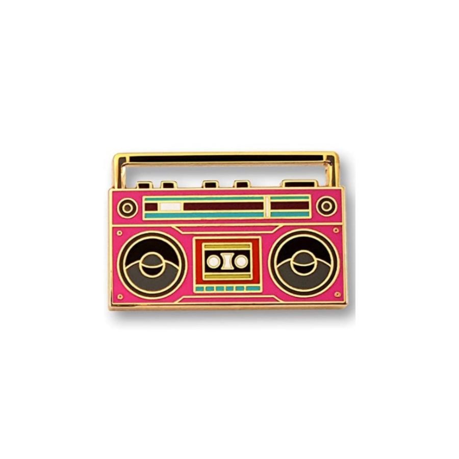 Pink Retro Boombox Fitted Hat Pin