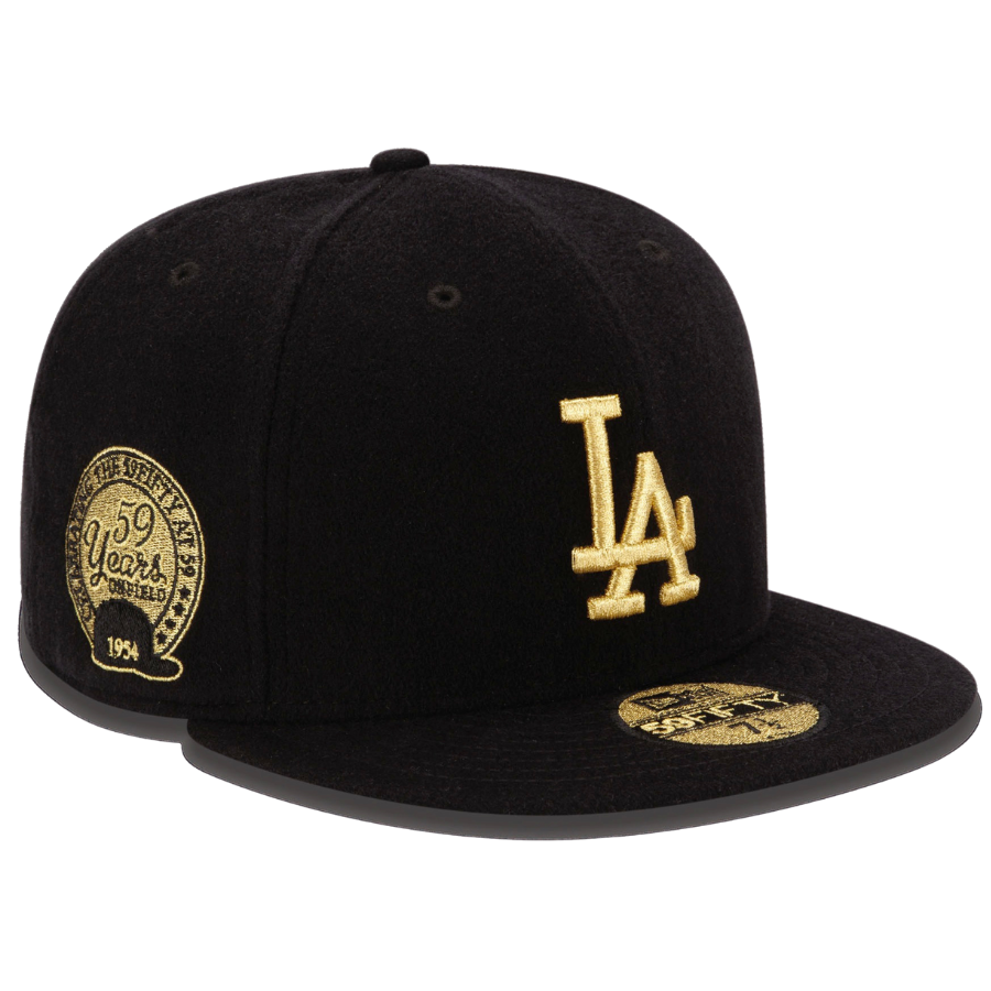 New Era Los Angeles Dodgers Black/Gold Fleece Celebrating 59FIFTY At 59 Fitted Hat