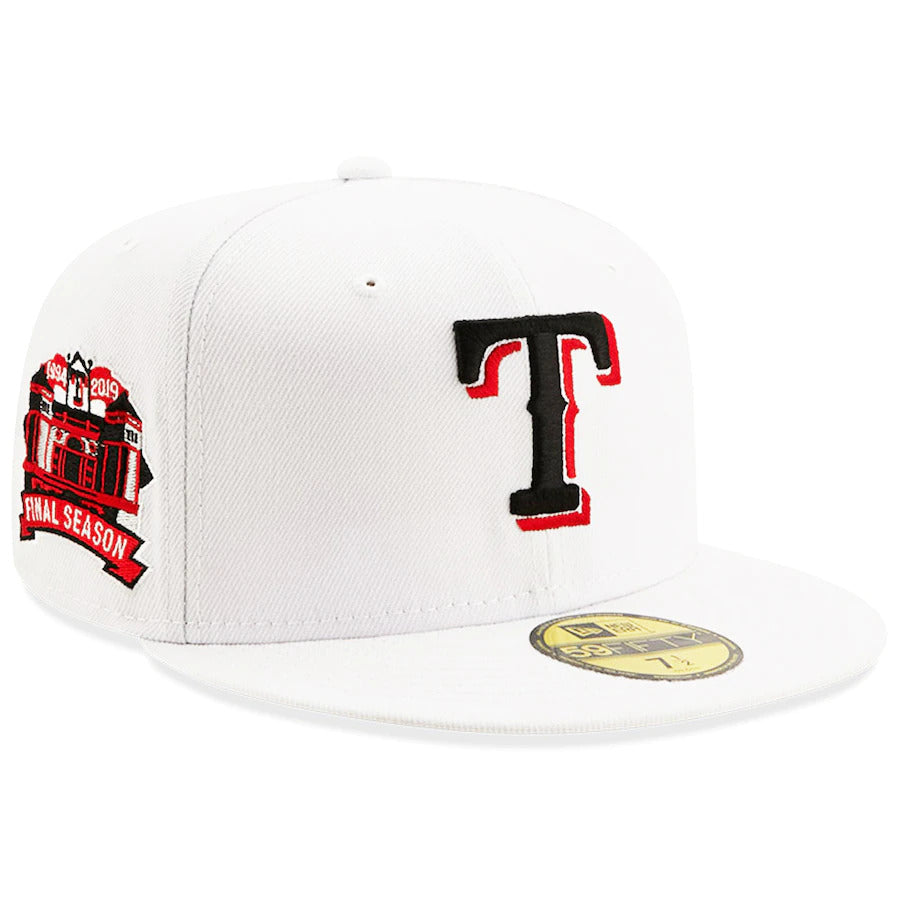 New Era White Texas Rangers Globe Life Park in Arlington Final Season Patch Red Undervisor 59FIFTY Fitted Hat