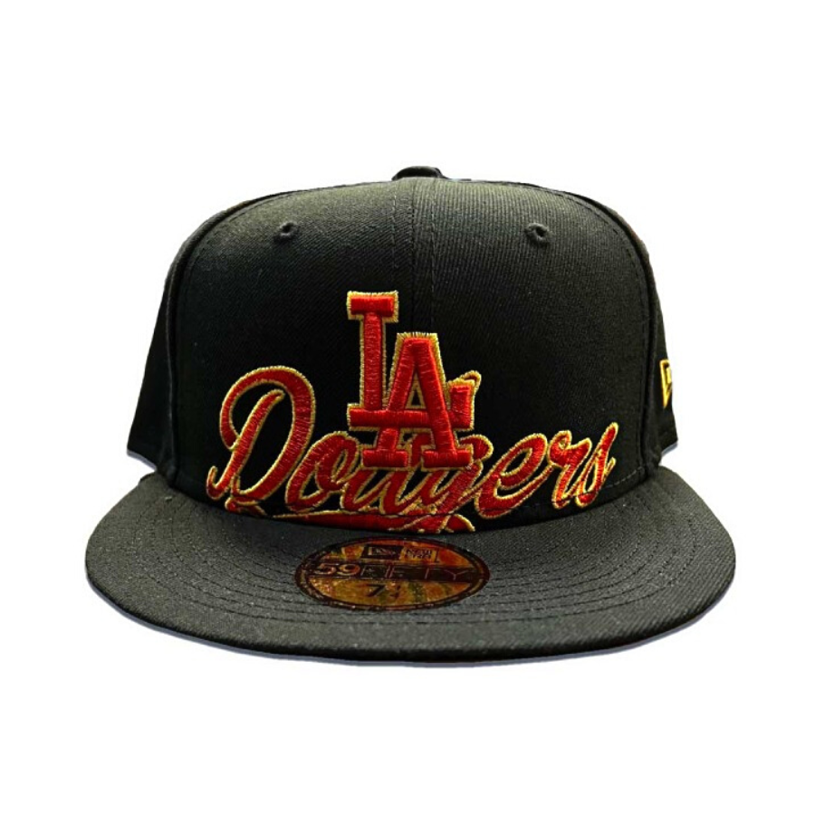 New Era Los Angeles Dodgers Black/Orange Logo Script 59FIFTY Fitted Hat