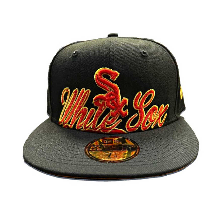 New Era Chicago White Sox Black/Orange Logo Script 59FIFTY Fitted Hat