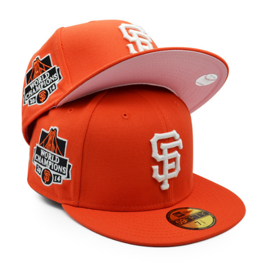 New Era San Francisco Giants Orange 2014 World Series Pink Undervisor 59FIFTY Fitted Hat