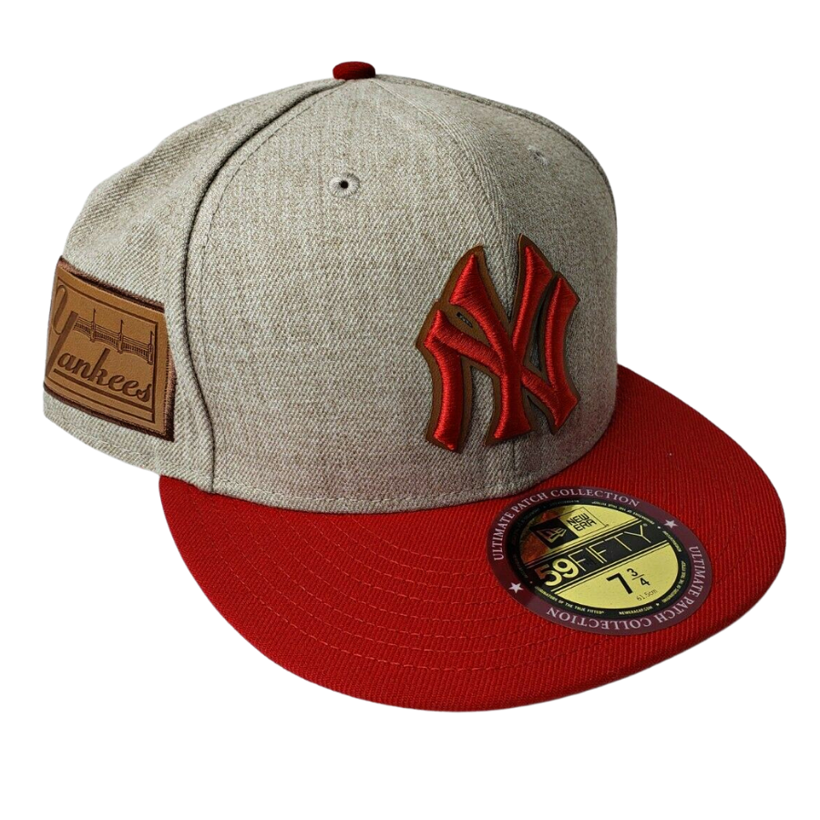 New Era New York Yankees Heather Grey/Scarlet/Brown Cooperstown 59FIFTY Fitted Hat