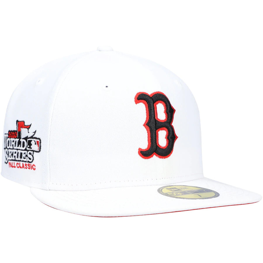 New Era White Boston Red Sox 2013 World Series Patch Red Undervisor 59FIFTY Fitted Hat