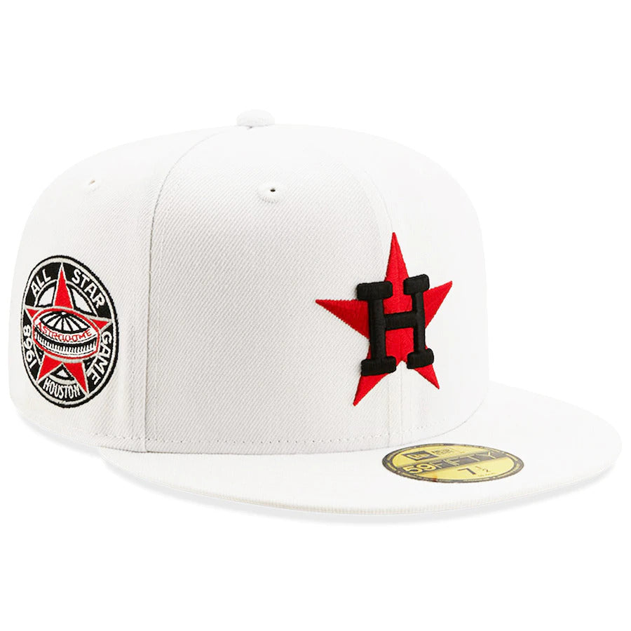 New Era White Houston Astros 1968 MLB All-Star Game Patch Red Undervisor 59FIFTY Fitted Hat