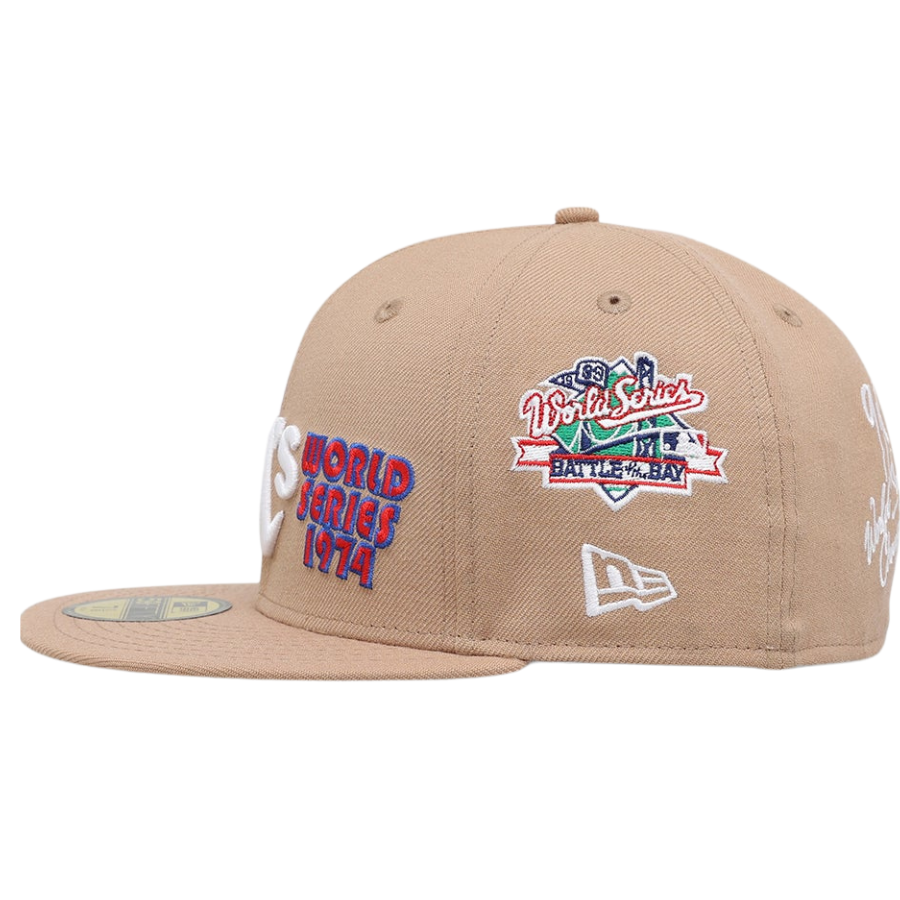 New Era Oakland Athletics 'World Series Multi Logo' Tumbleweed 2023 59FIFTY Fitted Hat