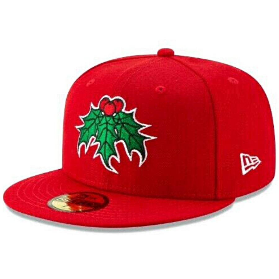 New Era Christmas Holiday Scarlet Red Holly 59FIFTY Fitted Hat