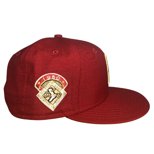 New Era Chicago White Sox Crimson 1950 All-Star Game Patch Gold Undervsior 59FIFTY Fitted Hat