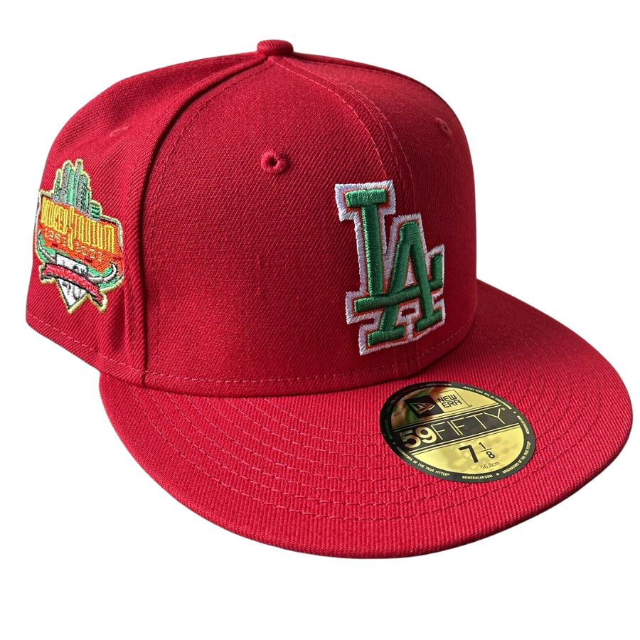 New Era Los Angeles Dodgers Red 40th Anniversary Kelly Green Undervisor 59FIFTY Fitted Hat