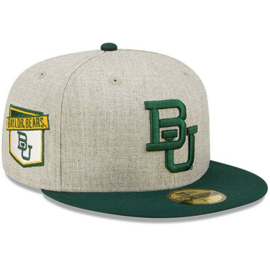 New Era Baylor Bears Grey Heather Patch 59FIFTY Fitted Hat