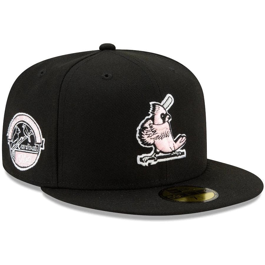 New Era St. Louis Cardinals Black 1964 World Series Champions Pink Undervisor 59FIFTY Fitted Hat