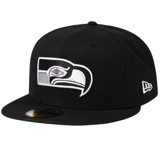 New Era Seattle Seahawks Throwback Steel Black Edition 59FIFTY Fitted Hat
