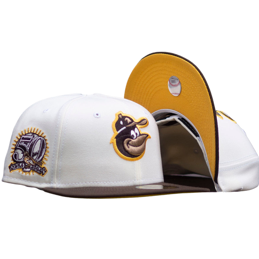 New Era Baltimore Orioles White/Brown/Yellow 50th Anniversary 59FIFTY Fitted Cap