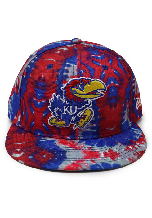 New Era Kansas Jayhawks Red/Blue Tie Dye 59FIFTY Fitted Hat
