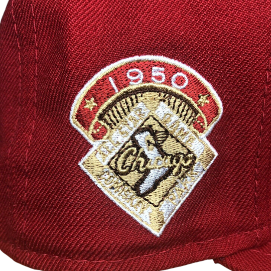 New Era Chicago White Sox Crimson 1950 All-Star Game Patch Gold Undervsior 59FIFTY Fitted Hat