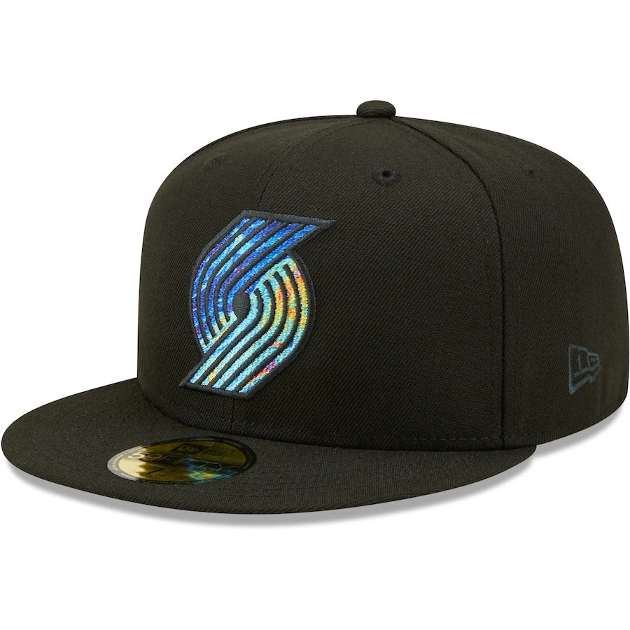 New Era Portland Trail Blazers Black Oil Dye 59FIFTY Fitted Hat