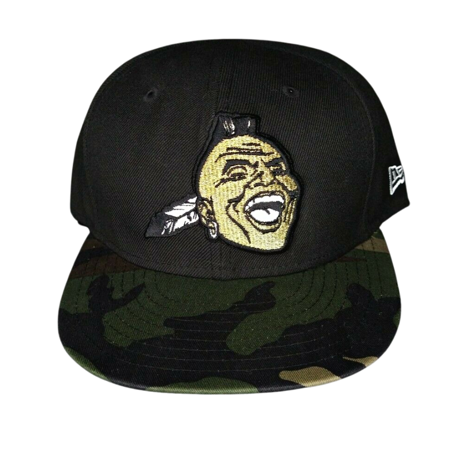 New Era Atlanta Braves Black Chief Noc-A-Homa Camo Undervisor 59FIFTY Fitted Hat