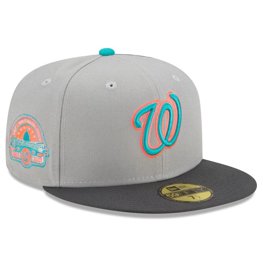 New Era Grey Washington Nationals Hot Pink Undervisor 59FIFTY Fitted Hat